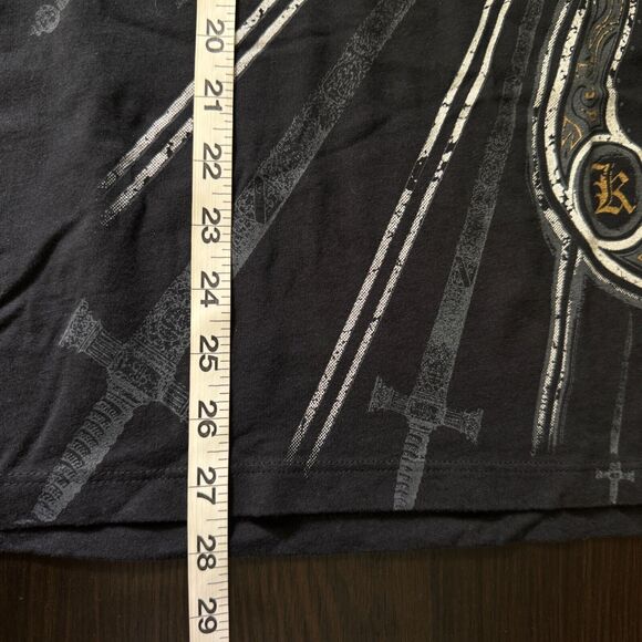 Konquest Shirt Mens Medium Guitar Cross Metallic Tee Tshirt Y2K Grunge Rock NEW - Picture 9 of 10